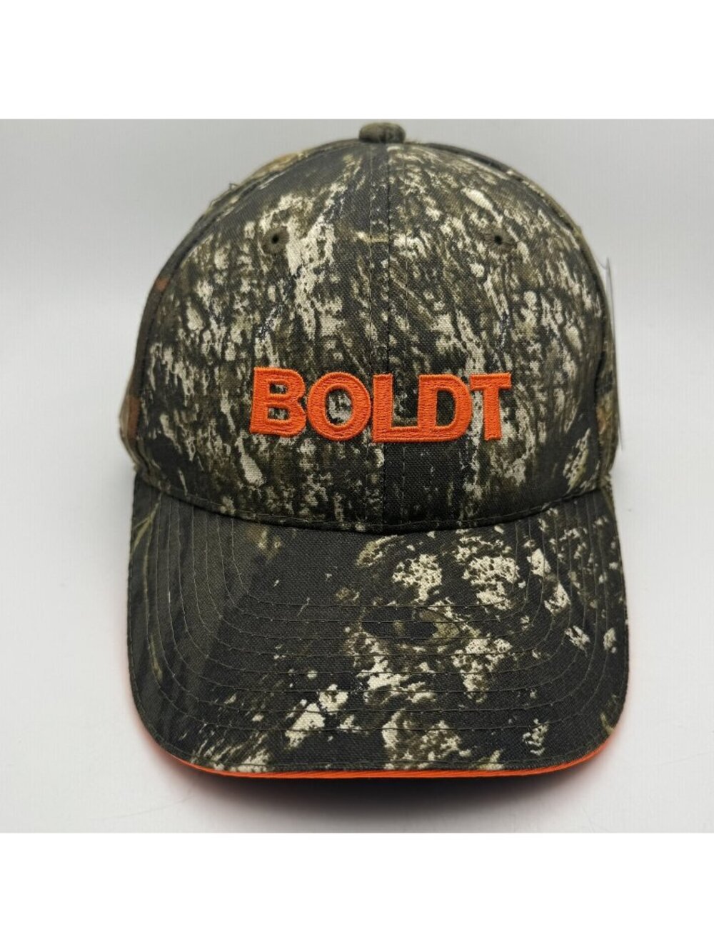 Mossy Oak BOLDT Camo Hunting Baseball Cap Hat Orange Trim One Size Fits Most